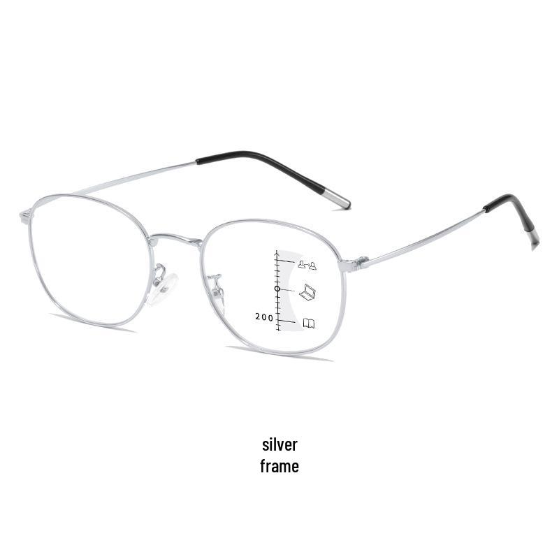 Ultralight Metal Progressive Multifocal Anti-Blue Light Full-Rim Reading Glasses