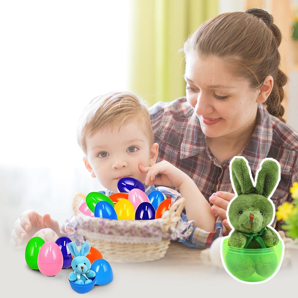 12 шт. наполненных пасхальных яиц, корзинок, наполнителей с куклами-кроликами, для мальчиков и девочек, пасхальные подарки, вечеринка, кукол-наполнителей