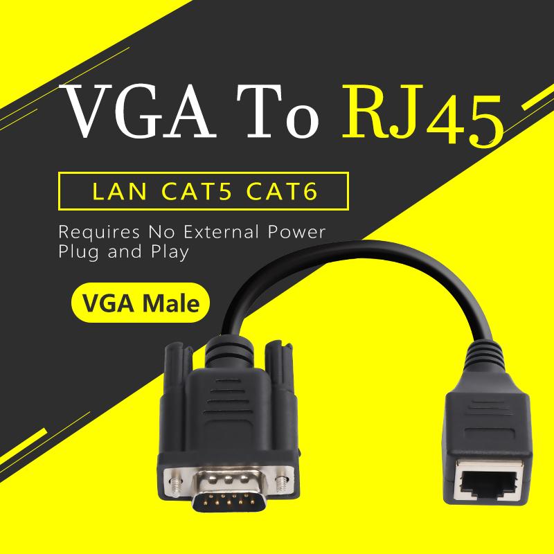 Plug and Play Male/Female To Female Ethernet Port Network Cable Adapter VGA To RJ45 VGA Extender
