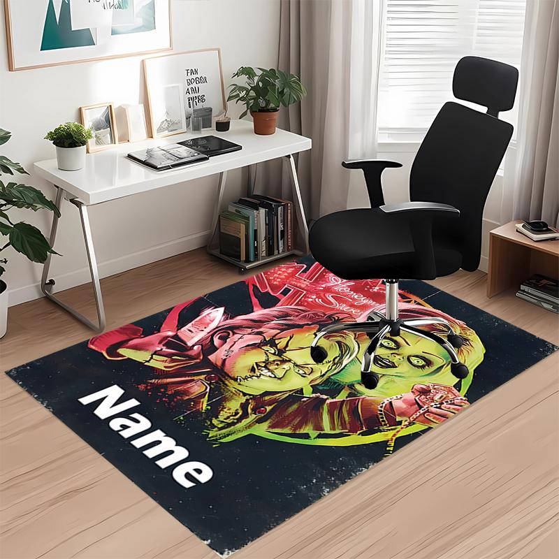 Custom Name Halloween horror Printed Carpet, for Office Chair Living Room Bedroom Kitchen Room Decor Gifts.
