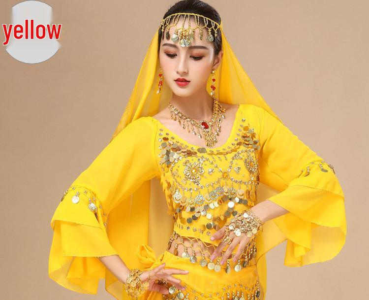 Костюм для танца живота для женщин - Этнический набор для выступлений с юбкой с рукавами-колокольчиками