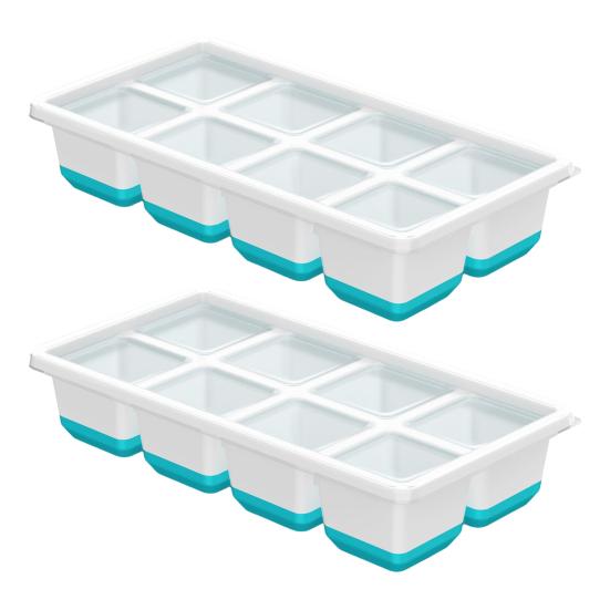 1/2 шт. большая форма для кубиков льда с крышкой, силиконовый лоток без BPA для морозильника, легко снимаемый, штабелируемый