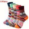 5 Pairs Wool Socks Vintage Winter Warm Wool Socks for Women Soft Cozy Socks Thick Boots Socks for Women