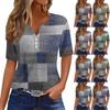 Жен. Футболка Футболка С принтом Пуговицы С короткими рукавами Повседневные Выходные Мода Классический V-образный вырез Обычный Верх