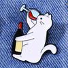Кот пьет красное вино Интересная брошь Студенческий рюкзак Игла Пряжка Значок