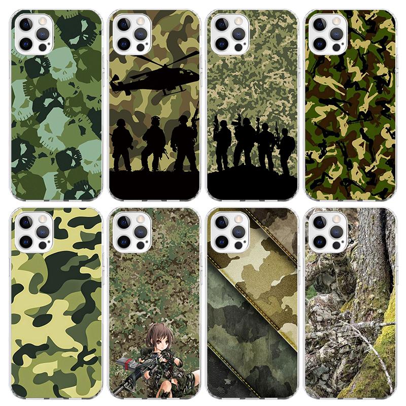 Camouflage Military Phone Case For iPhone 17 Air 16 15 Pro Max 14 Plus 13 Mini 12 11 Cover 7 8 SE Silicone Shell Print Fundas 17