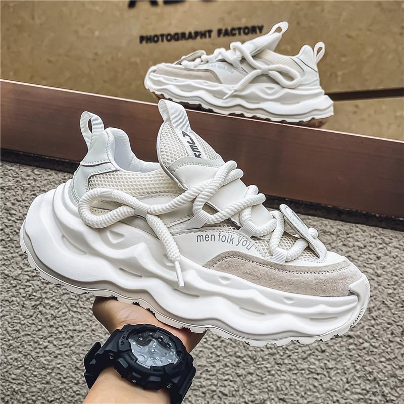 Men's Shoes Spring New Breathable Mesh Dad Shoes Versatile Thick Sole Heightening Trend Fashion Sports Casual Shoes