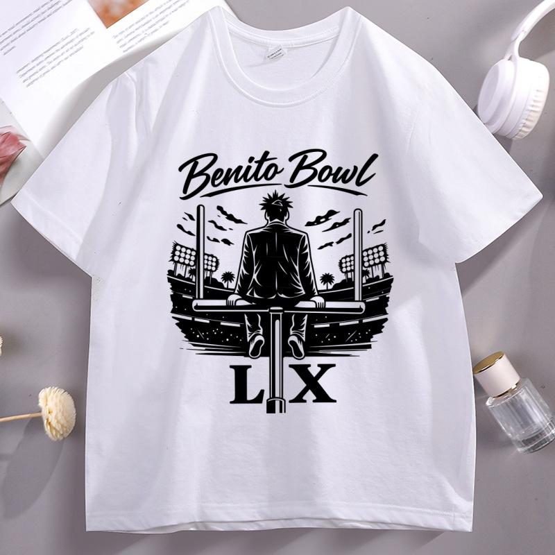 Bad Bunny Benito Bowl LX Stadium T Shirt for Unisex Women Casual Round Neck Tshirt Cotton Short Sleeve Loose Streetwear Clothes