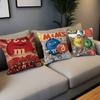 Candy M-MS C-Chocolate M&M'S Pillow Covers Cartoon Sofa Decorative Home Double-sided Printing Short Plush Cute Cushion Cover