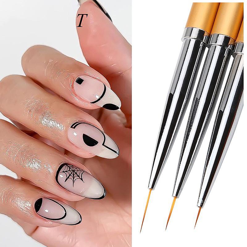 Набор из 3 кистей для дизайна ногтей French Stripe Liner, 3D-наконечники, ручка для рисования своими руками, кисти для УФ-геля, ручка для рисования, маникюрные инструменты для салона