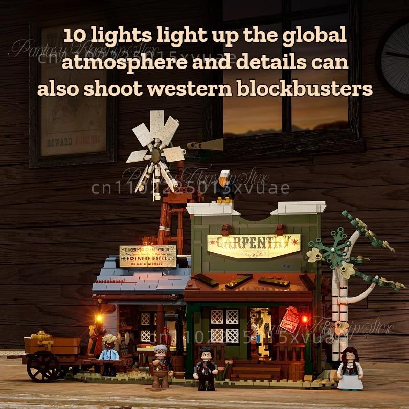 Western Series Carpenter Shop Building Blocks Assembling Street Scene Model Toys Desktop Decoration Collectible Holiday Gifts
