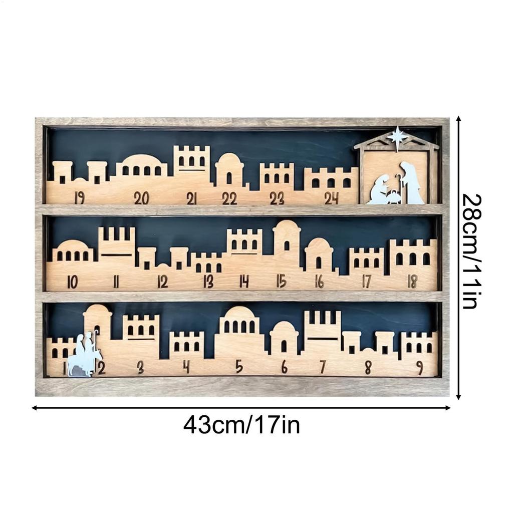 Countdown Calendar Nativity 2026 25 Days Wooden Movable Characters Christmas Multi-Functional Religious Table Ornament Tray For