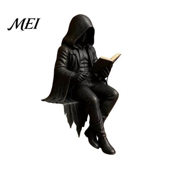 Gothic Reading Corner Accessory Dark Fantasy Figure, Skeleton Book Statue, Academy Bookshelf Ornament Home Decor for Library Office Study Room
