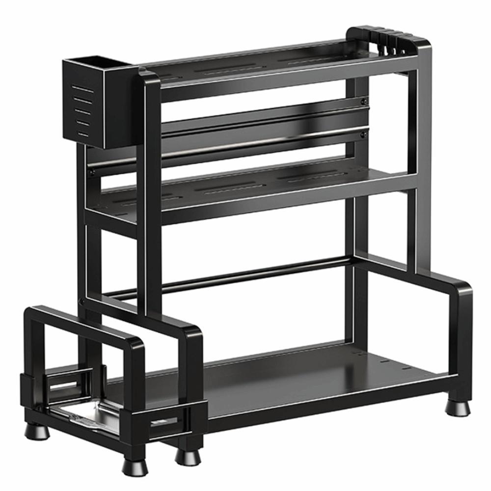 Durable 2/3 Tier Spice Rack Rustproof Multi-function Seasoning Rack Kitchen Shelf for Kitchen Storage