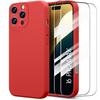 Case for iPhone 16 Pro Max - Ultra Slim Liquid Silicone Protection Red + 2 Tempered Glasses