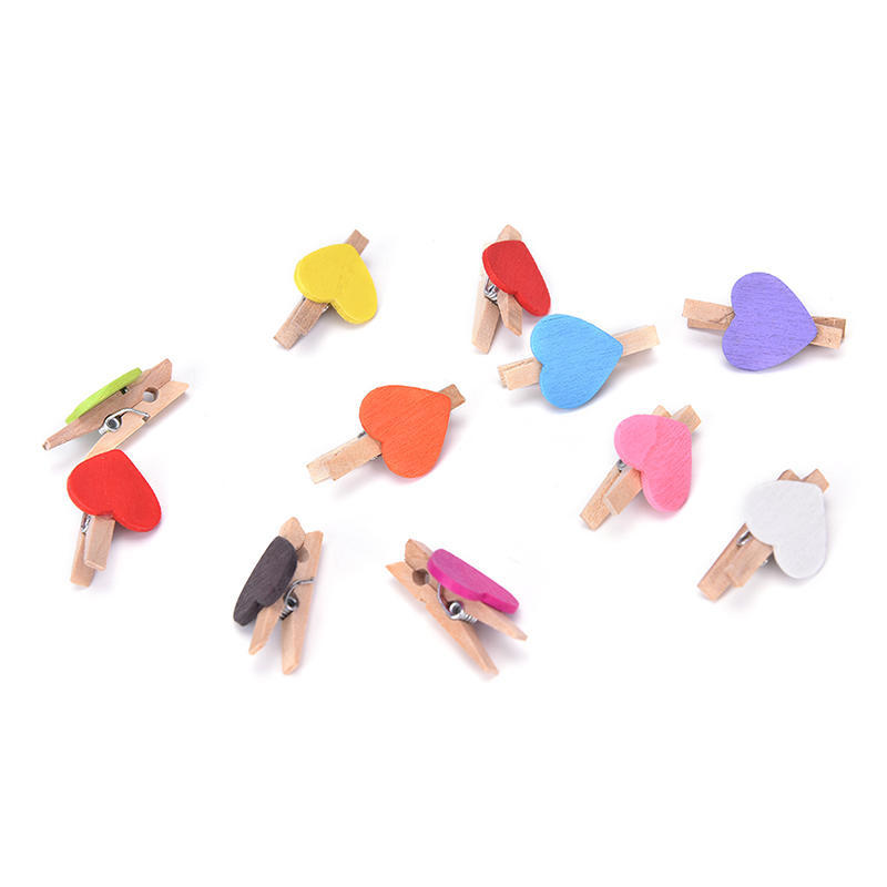 20 шт мини милые сердечки деревянные колышки фото зажимы для комнаты свадебный декор ремесла