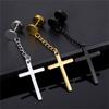 Punk Gothic Stainless Steel Stud Earring Cross Round Fake Ear Taper Dumbbell Fashion Women Men Rock Jewelry