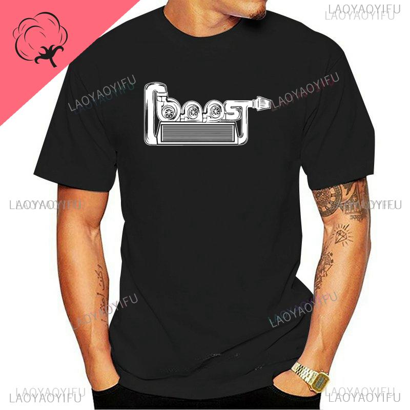 New Boost Turbo Engine Printing TShirt Car Parts Funny Mechanic Cotton Teemen 2024 Summer Fashion Top Personality Mans Clothing
