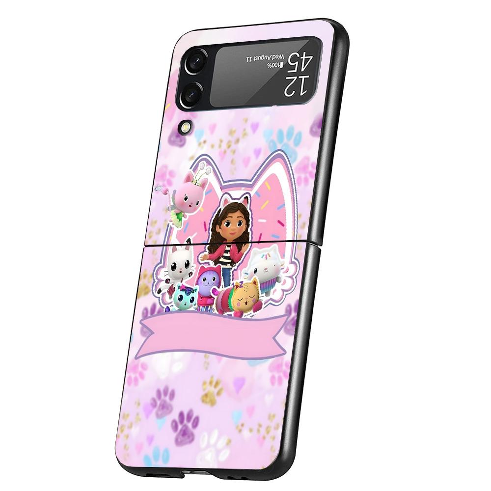 Cartoon Gabbys Dollhouse Cover Phone Case For Samsung Galaxy Z Flip 7 6 5 4 3 5G Flip7 Flip6 Flip5 Flip4 Flip3 Black Fundas Shel