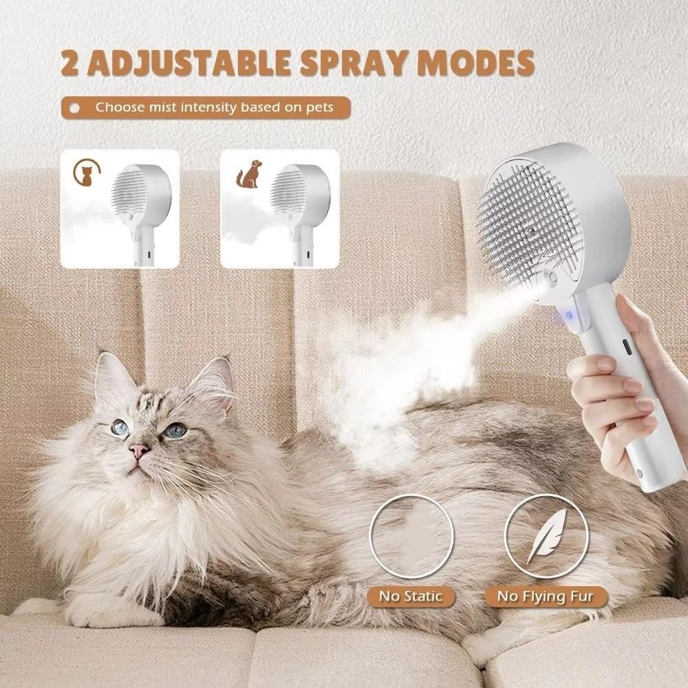 One Button Pet Cleaning Spray Adjustable Pet Grooming Comb Pet Electric Steam Brush For Grooming
