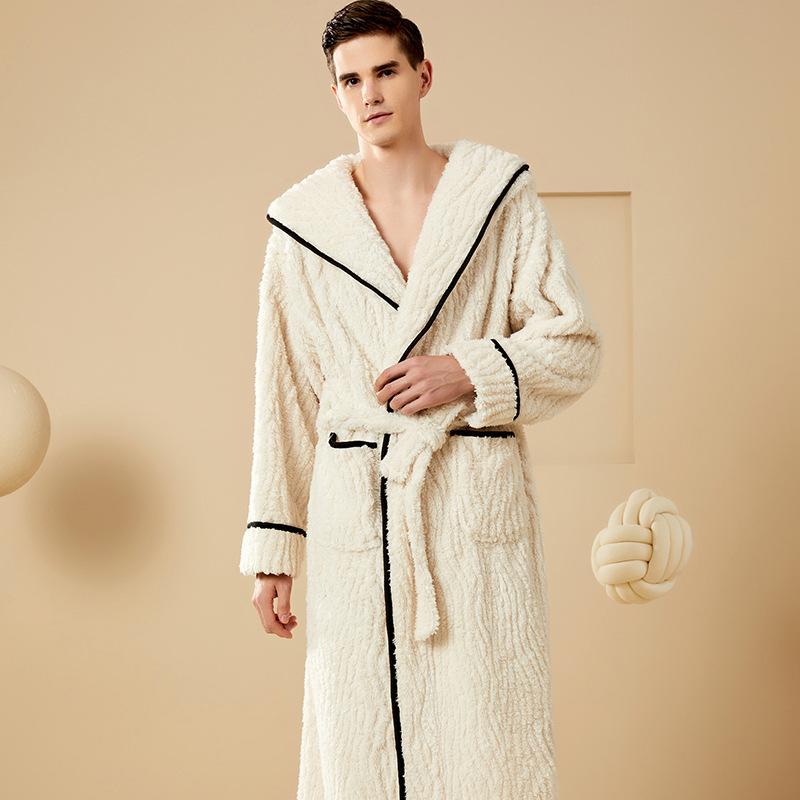 Зимние фланелевые банные халаты для пар с длинными рукавами для мужчин и женщин, домашняя одежда, теплые утолщенные халаты-кимоно большого размера, толстовки, одеяла