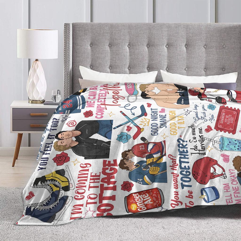 Heated Rivalry Knitted Blankets Cute Hollanov  Flannel Throw Blankets Summer Air Conditioning Decoration Soft Warm Bedspreads