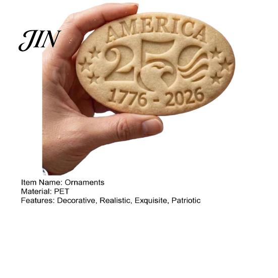 Detailed Pattern Christmas Cookies Decoration 250th Anniversary Ornament with 3D Deep Embossed Texture, Clear Biscuit Release Design 1776-2026