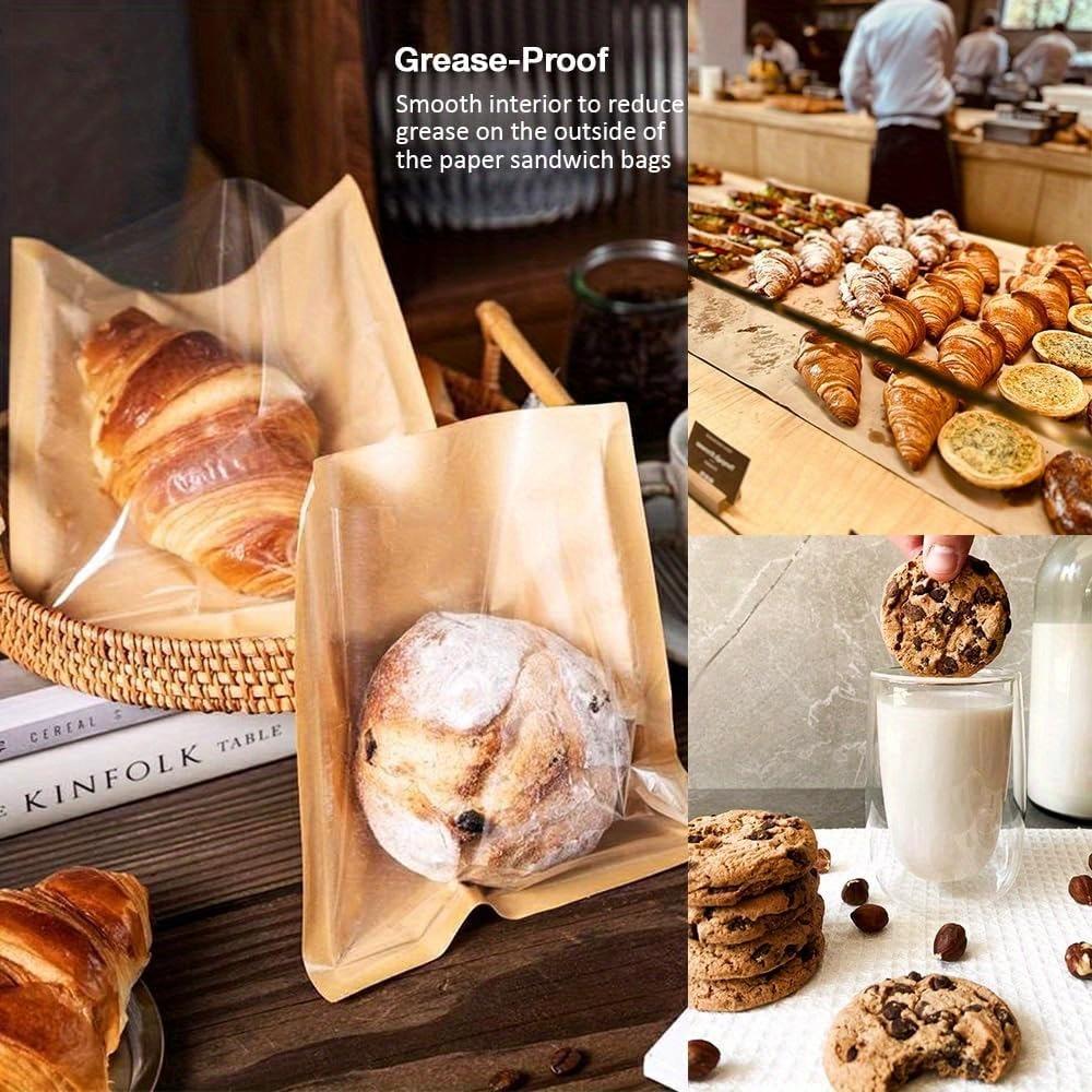 100 шт. Бумажные пакеты для выпечки с окошком, пакеты для сэндвичей, пакеты для пончиков, которые можно взять с собой, бумажные пакеты для выпечки, упаковки закусок и печенья