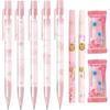 Милые розовые механические карандаши с стержнями и ластиками, 0,5 мм, милые механические карандаши, кавайные карандаши с цветами для учеников, женщин, девочек, карандаш, офис