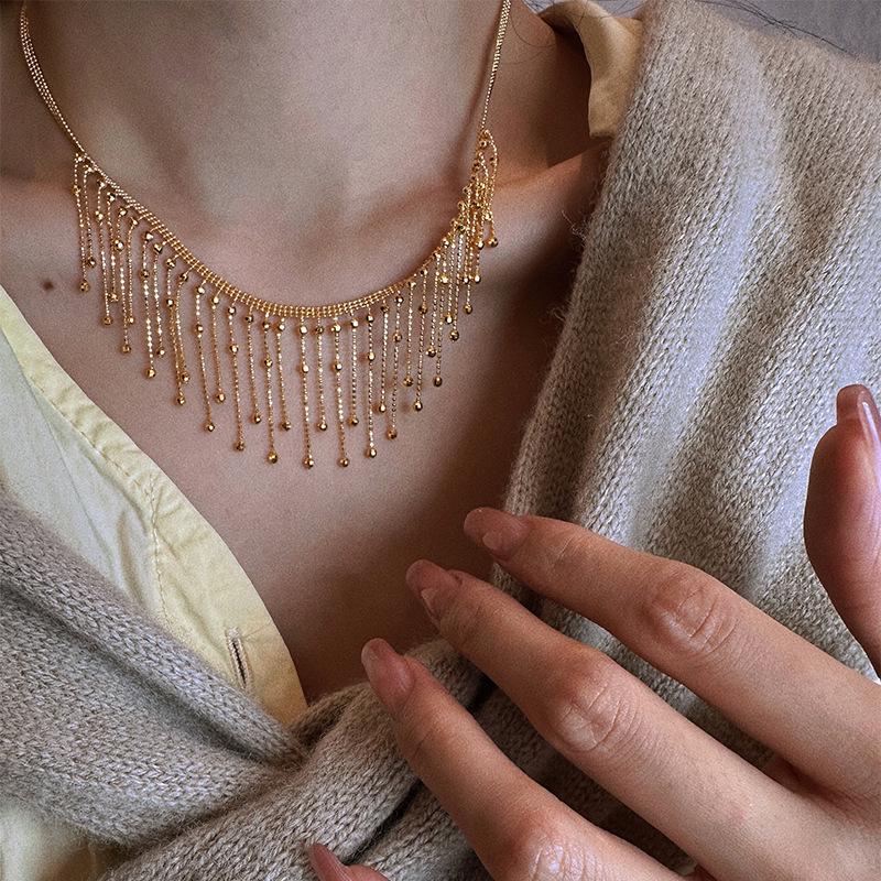 Модное европейское и американское ожерелье с подвеской-кисточкой, дизайн в стиле легкой роскоши, универсальная цепочка на ключицы