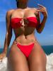 Sexy Red Tie Back Bikinis Set Ins Biquini Swimsuit High Waist Beachwear 2024 Diamond Bikini Women Swimwear Bathing Suit 2 Piece Sets LB08