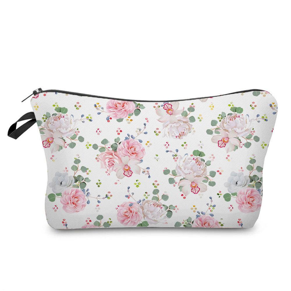 Women Flower Print Cosmetic Bag Toiletries Organize Travel Storage Case 6381