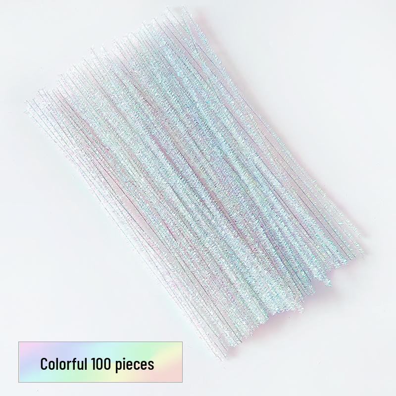 Thickened White Chenille Pipe Cleaners - Mixed Colors for DIY Bouquet Crafts