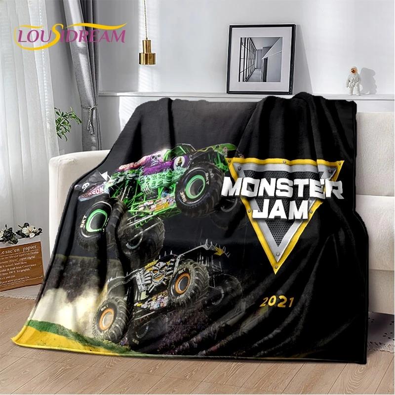 Мягкое фланелевое одеяло Monster Truck 3D Monster Jam Cartoon для кровати, спальни, дивана, пикника, плед для отдыха на свежем воздухе, подарок