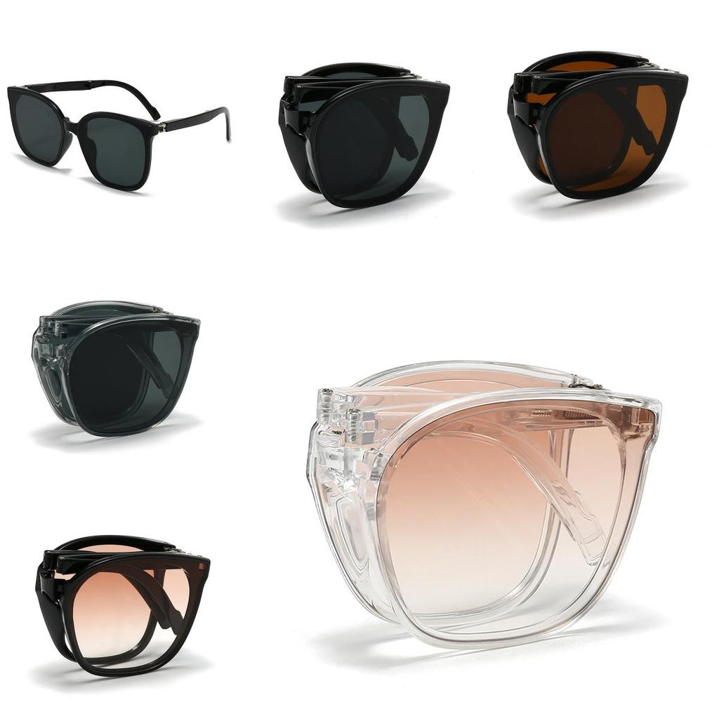 2024 New Arrival Small Fresh Stylish Women's High-grade Feeling Folding Sunglasses Uv Protection Big Frame Travel Sunscreen