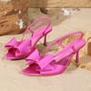 Fashion Butterfly-knot Decoration High Heeled Sandals Women Summer Sexy Open Toe Back Strap Slide Sandals Elegant Wedding Bridal Shoes