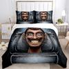 Red Robot Speaker Head Print Bedding Set, Sci-Fi Cartoon Character Bed Linen(1 * duvet cover + 2 * pillowcase, without core)