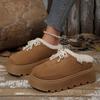 Короткие платформенные туфли Birkenstock из хлопка, осенне-зимняя новинка, теплые, нескользящие, ретро, на шнуровке, велюровые, повседневные