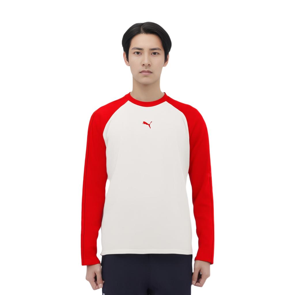 Puma Удобная Универсальная Футболка Реглан с Длинным Рукавом Мужские Топы Красный 94091801
