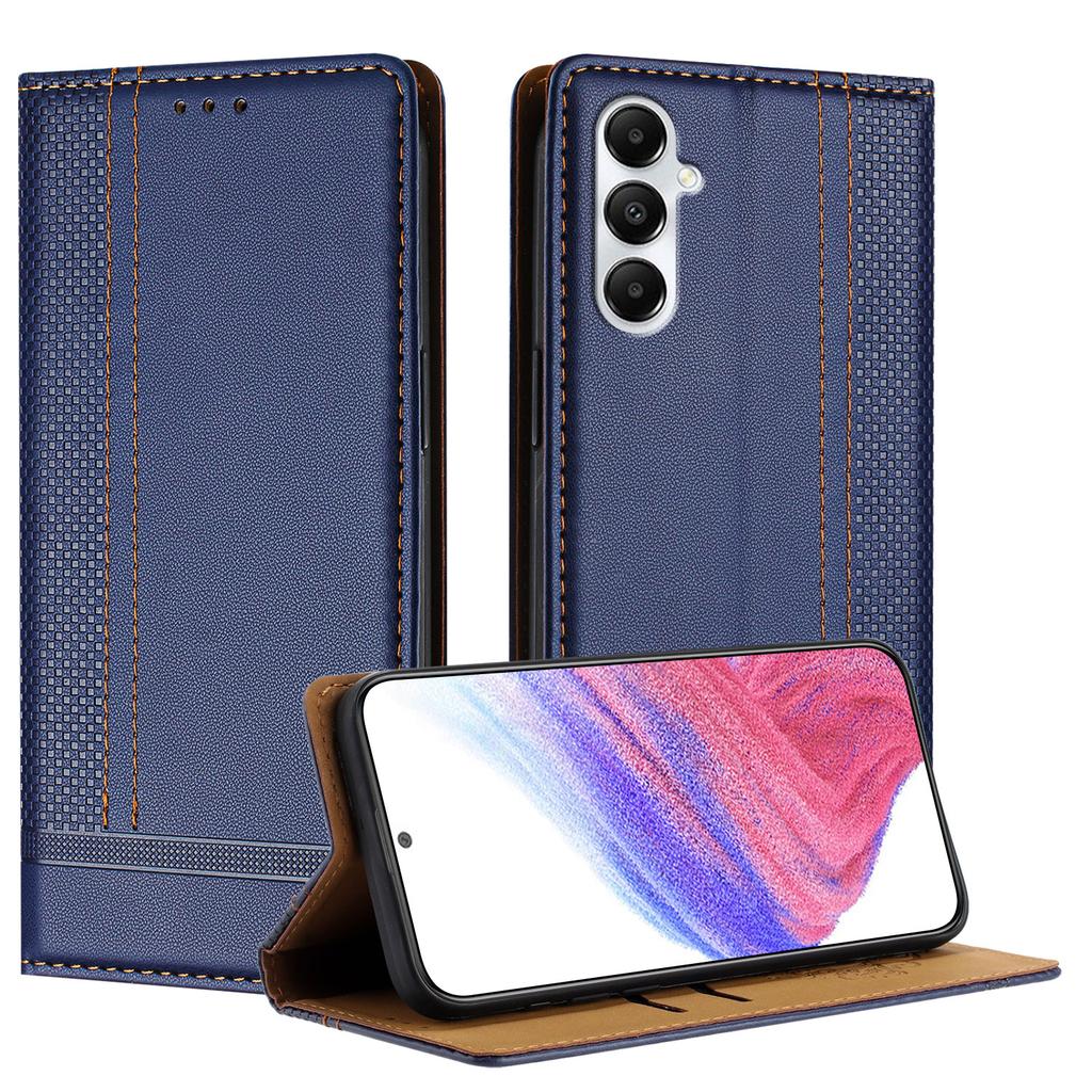 For Samsung Galaxy A05s 4G Case L-Shaped Grid Pattern Leather Stand Phone Cover with Card Slots