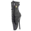 Sexy Ankle Ballet Boots JIALUOWEI 18CM Super High Spike Heel Women Cross-tied Pointed-toe Shoes Black