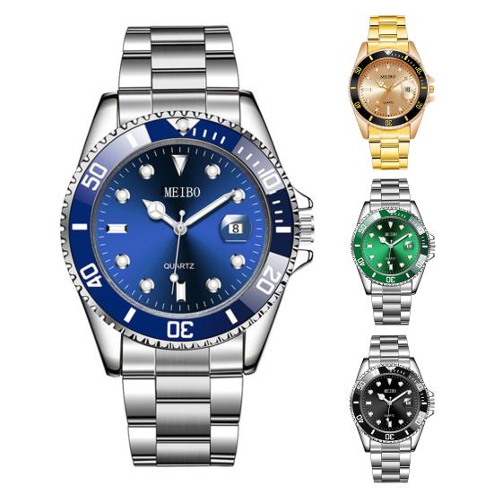Мужские кварцевые часы с точным круглым циферблатом, водонепроницаемые, глубина 30 м, автоматическая дата, ударопрочный хронограф, ремешок из нержавеющей стали, мужские кварцевые наручные часы с автоматическим механизмом