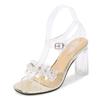 Women's Sexy Clear Heels Sandals Slippers Ladies Fashion Rhinestone Buckle Shoes