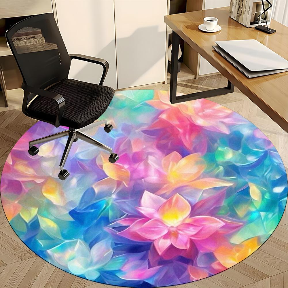 1 шт. Круглый ковер Floral Harmony для офиса, комнатный коврик, подходит для офиса, под офисные стулья, спальни, гостиной, домашнего декора, Decot094