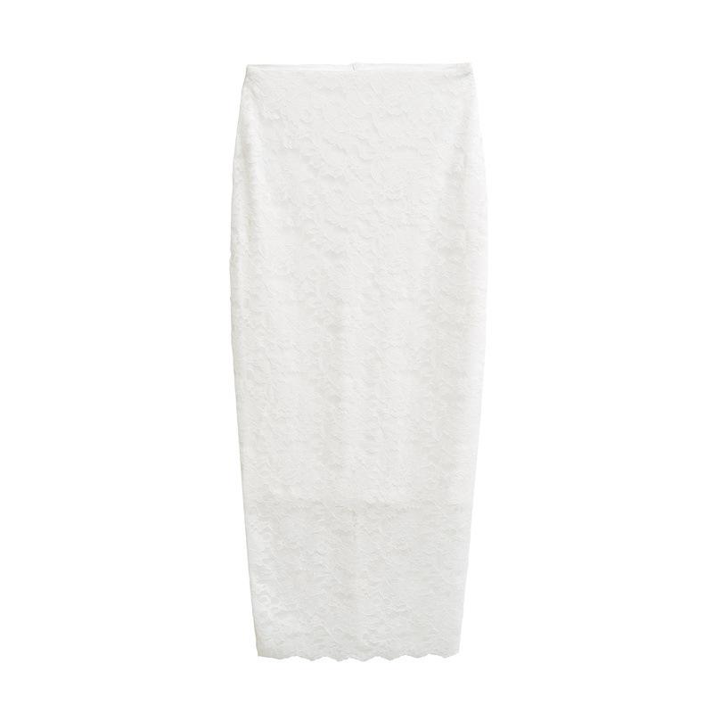 Тонкая кружевная юбка-миди с высокой талией для женщин, весна и осень