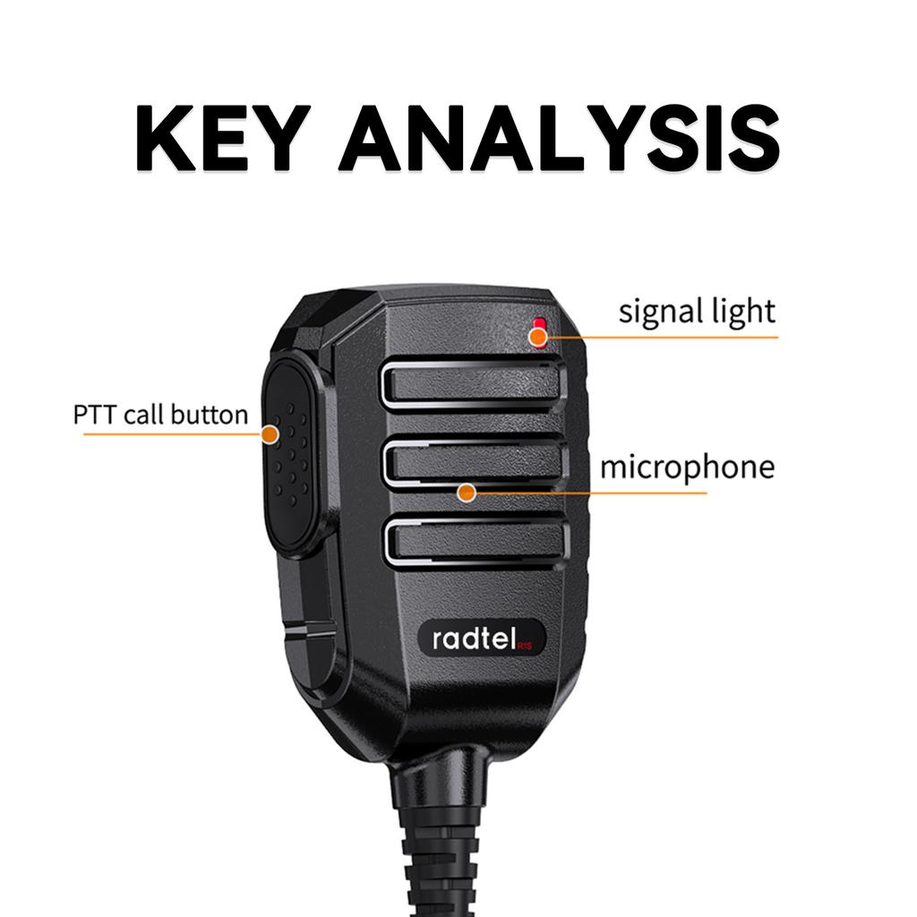 Radte R1S Speaker Microphone with 360° Rotating Belt Clip Loudspeaker for Radtel RT-4D RT-493 RT-860 RT-900 RT-910 RT-910B
