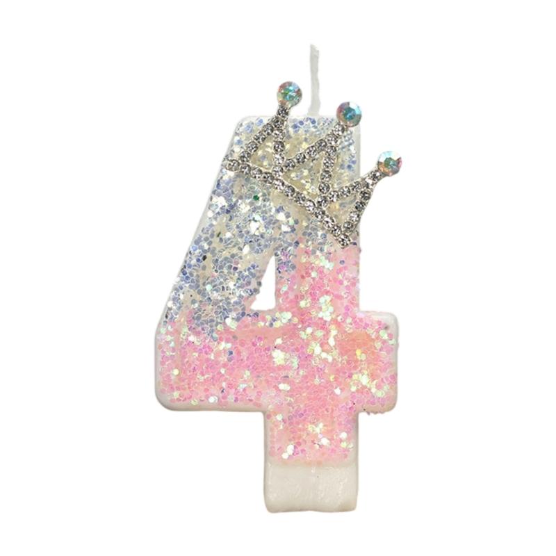 Birthday Candle Pink Crown Number Cake Candle,Birthday Cake Toppers Cupcakes Decorations Anniversary Celebrations Supplies