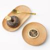 Small Oval Wooden Japanese Style Tray for Desserts and Afternoon Tea, Made of Solid Wood.