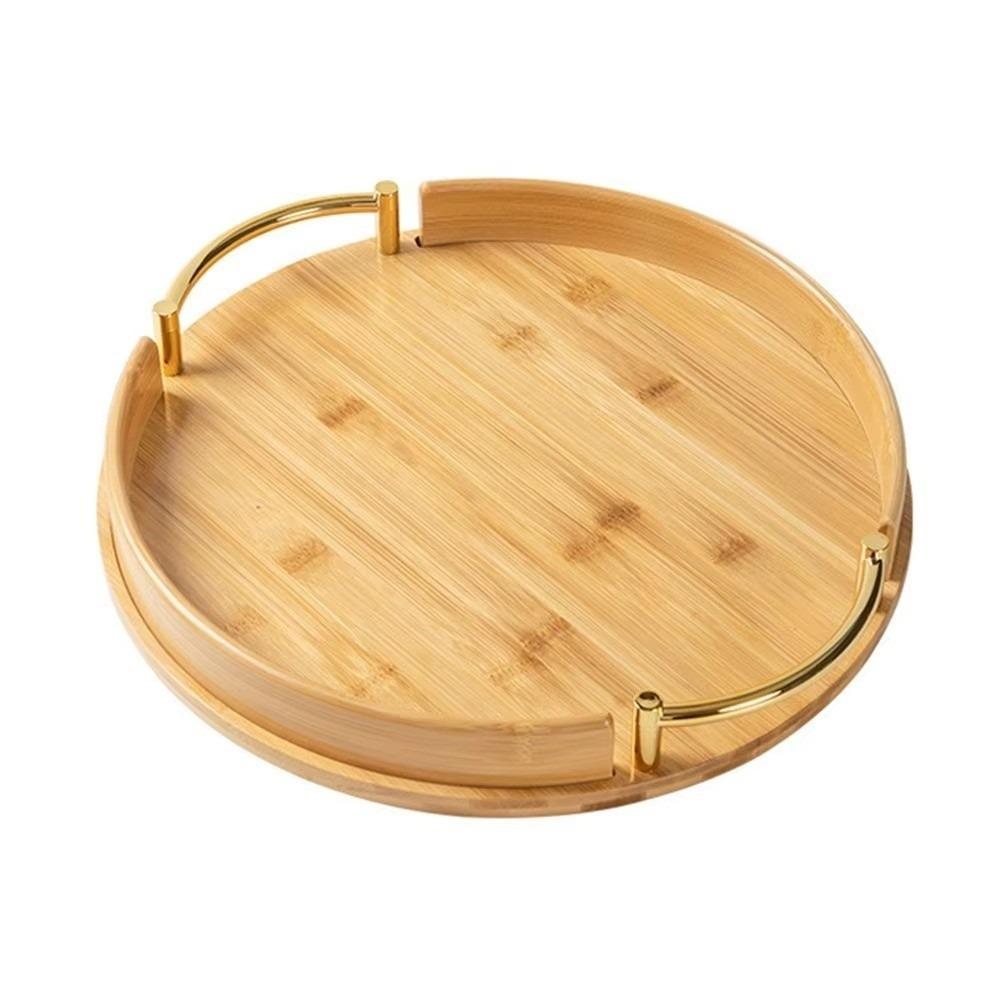 Round Shape Bamboo Tray Large Capacity Fast Food Tray Vintage Tea Set  Restaurant Use