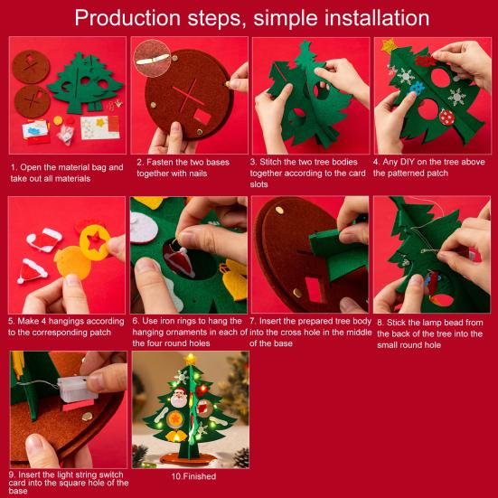 1 набор мини-елочных игрушек из фетра с красочными гирляндами своими руками